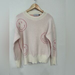 Pink and Cream Smiley Sweater size L